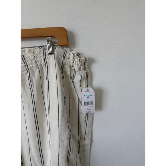 Time and Tru Women's Linen Relaxed Fit Pants – Black & White Striped – Size 2XL - Picture 3 of 5
